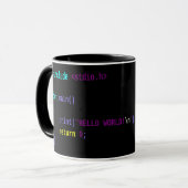 Caneca "Hello World!" C cor Branca interior Preto マグカップ (正面左)