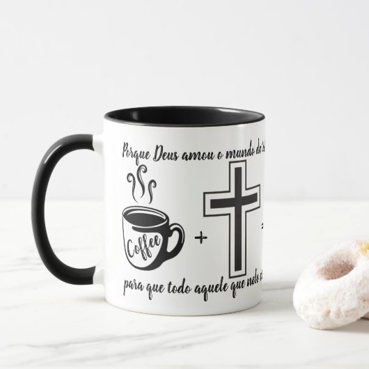 Caneca Jesus + Versículo João 3:16 マグカップ (ドーナツ)