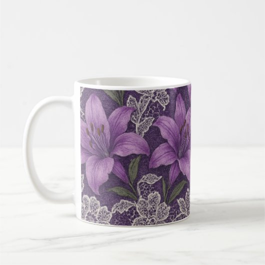 Caneca lírios e renda design コーヒーマグカップ (左)