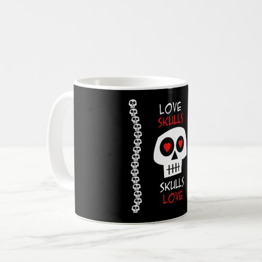 Caneca Love Skulls コーヒーマグカップ (正面左)