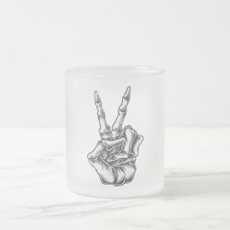 Caneca Mão Caveira Paz e Amor フロストグラスマグカップ