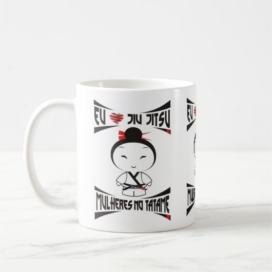Caneca Mulheres no Tatame - Eu amo Jiu Jitsu コーヒーマグカップ (左)
