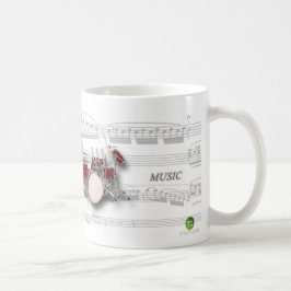 Caneca partitura e bateria コーヒーマグカップ