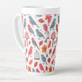 Caneca Pássaros e Flores DESING カフェラテマグ (左アングル)