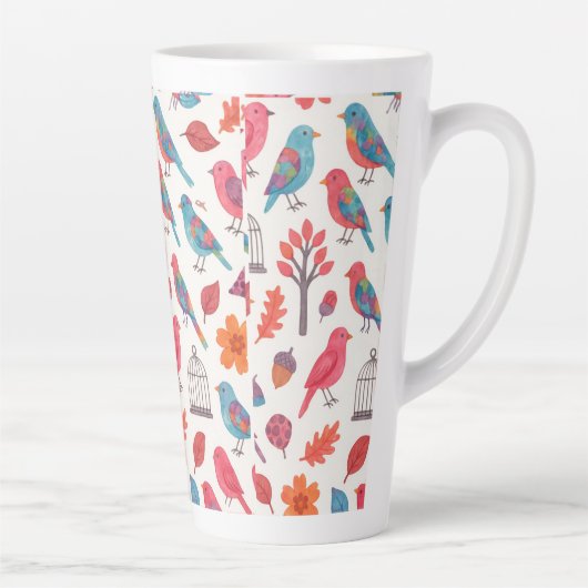 Caneca Pássaros e Flores DESING カフェラテマグ (右)