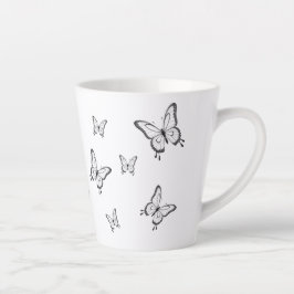 Caneca Pequena Branca Borboletas カフェラテマグ
