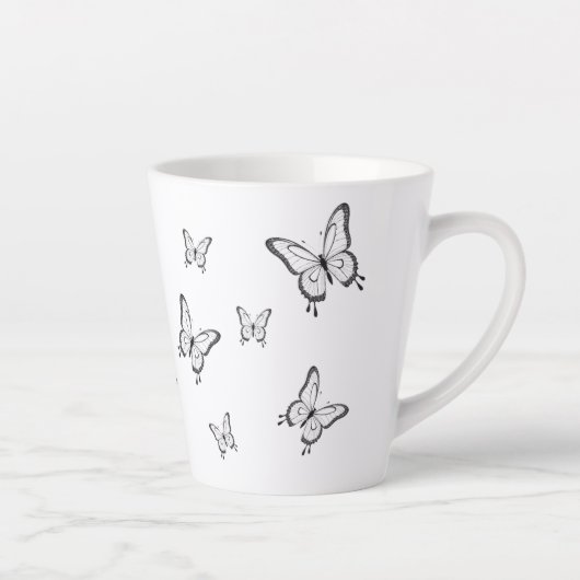 Caneca Pequena Branca Borboletas カフェラテマグ (右)