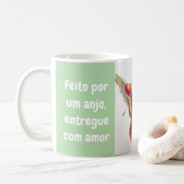 caneca personalizada anjo cupido com coração  コーヒーマグカップ
