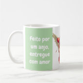 caneca personalizada anjo cupido com coração  コーヒーマグカップ (左)