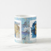 Caneca pintura "Cavalo" com fundo em manchas azuis コーヒーマグカップ (中央)