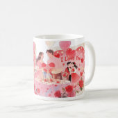 Caneca Romântica I Love You – Casal e Rosas コーヒーマグカップ (正面右)