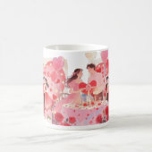 Caneca Romântica I Love You – Casal e Rosas コーヒーマグカップ (中央)