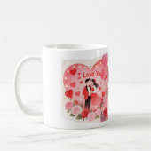 Caneca Romântica I Love You – Casal e Rosas コーヒーマグカップ (左)