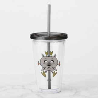 Caneca simples com gatinho cinza  アクリルタンブラー