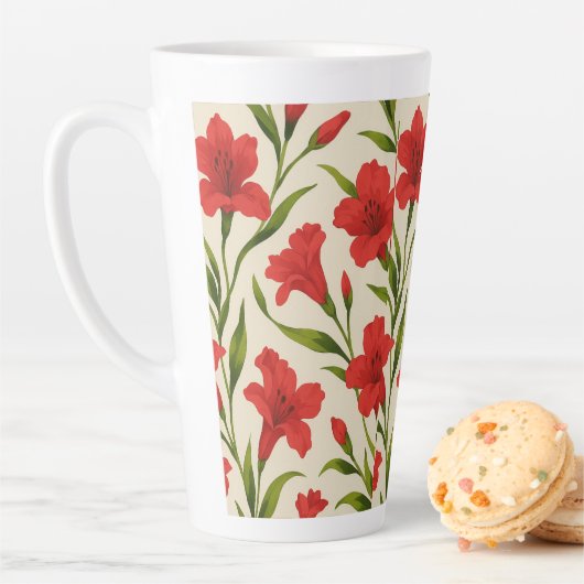canecas florais vermelha カフェラテマグ (インサイチュ)