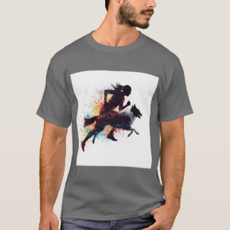 Canicross Runner Dog Silhouette Fusion Dynamic Spo Tシャツ