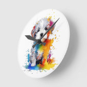  Canine Splash, dulce perrito ラウンド壁時計 (傾斜)