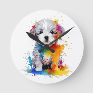 Canine Splash, dulce perrito ラウンド壁時計