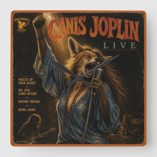 Canis Joplin アルバム: パロディ スクエア壁時計 (正面)