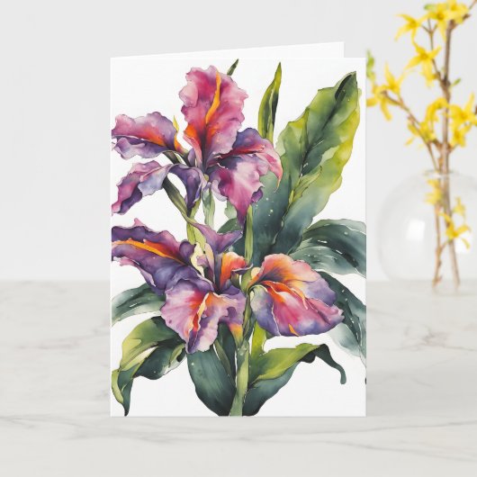 Canna - Watercolor flowers カード (黄色い花)