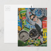 Canned Man and Watches Collage Postcard ポストカード (正面/裏面)