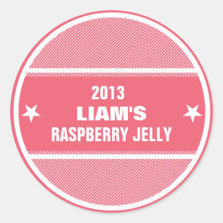 Canning jar labels赤ストライプのカスタムパーソナライズされた ラウンドシール