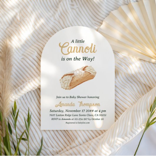 Cannoli Gender Neutral Beige Italian Baby Shower 招待状