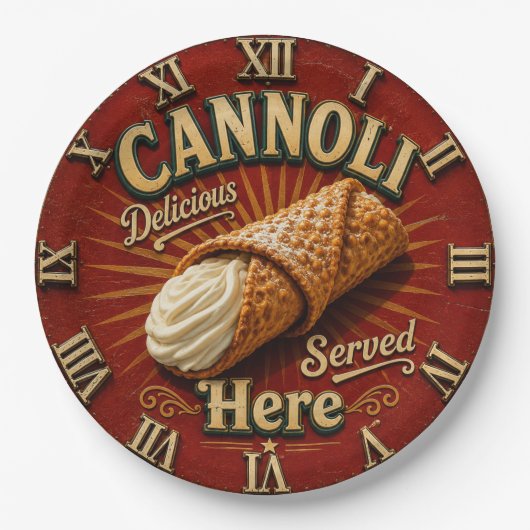 Cannoli Italian Bakery Kitchen Pastry Gift ペーパープレート (正面)