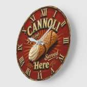 Cannoli Italian Bakery Kitchen Pastry Gift ラージ壁時計 (傾斜)