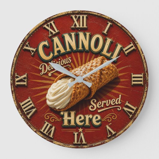 Cannoli Italian Bakery Kitchen Pastry Gift ラージ壁時計 (正面)