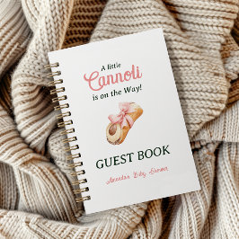 Cannoli Pink Bow Girl Italian Baby Shower Guest ノートブック
