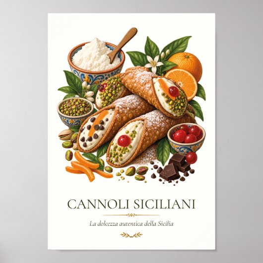 Cannoli Siciliani – Vintage Italian Dessert ポスター (正面)