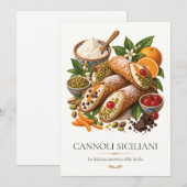 Cannoli Siciliani – Vintage Italian Dessert 招待状 (正面/裏面)