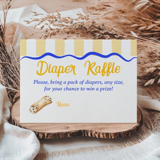 Cannoli Yellow Blue Italian Baby Shower Diaper エンクロージャーカード