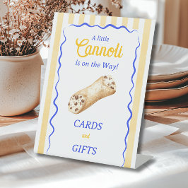 Cannoli Yellow Blue Italian Baby Shower Favor 台座サイン