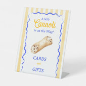 Cannoli Yellow Blue Italian Baby Shower Favor 台座サイン (正面)