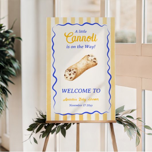 Cannoli Yellow Blue Italian Baby Shower Welcome ポスター