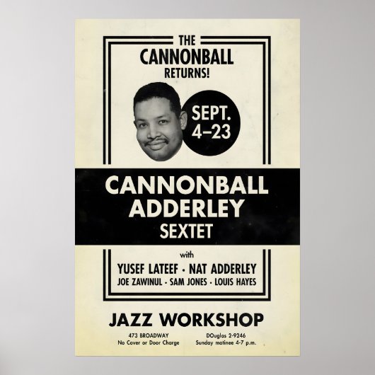 Cannonball Adderley jazz poster - Jazz Worksho ポスター (正面)