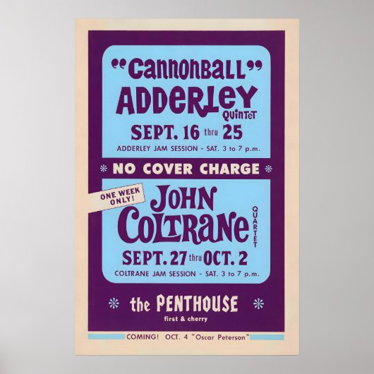Cannonball Adderley - John Coltrane jazz poster ポスター (正面)
