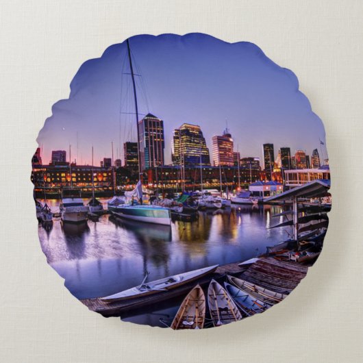 CanoasのAl Atardecer -日没のカヌー ラウンドクッション (正面)