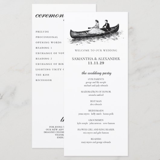 Canoe Couple Ceremony Program (正面/裏面)