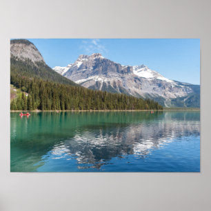 Canoe on famous Emerald Lake - Yoho NP, Canada ポスター