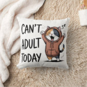 "Can't Adult Today" Funny Cat クッション (ブランケット)