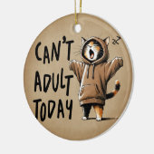 Can't Adult Today Funny Cat セラミックオーナメント (左)