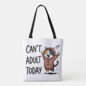 "Can't Adult Today" Funny Cat トートバッグ (裏面)
