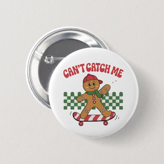 Can't Catch Me Christmas Gingerbread Xmas  缶バッジ (正面&裏面)