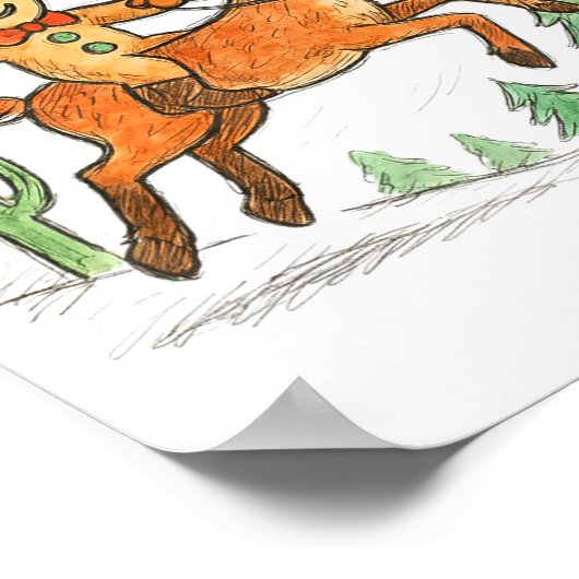 Can't Catch Me Cowboy Gingerbread Man Christmas  ポスター (角)