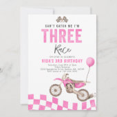 Can't Catch Me Dirt Bike Girl 3rd Birthdayパーティー 招待状 (正面)