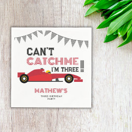 Can't Catch Me I'm Three 赤いレーシングカー 3歳の誕生日 スタンダードカクテルナプキン