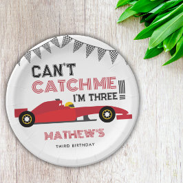 Can't Catch Me I'm Three Red Race Car 3 Birthday  ペーパープレート